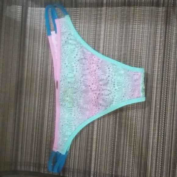Victoria's Secret Itsy culotte pink green teal bikini with full coverage on t - Picture 7 of 9